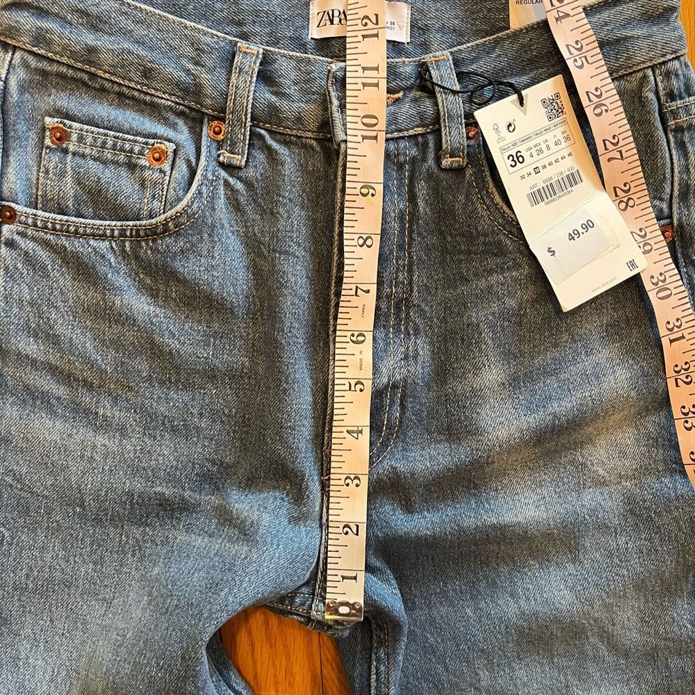 Zara straight fit NWT Classic Blue Denim Jeans women’s size 4 - Picture 6 of 6